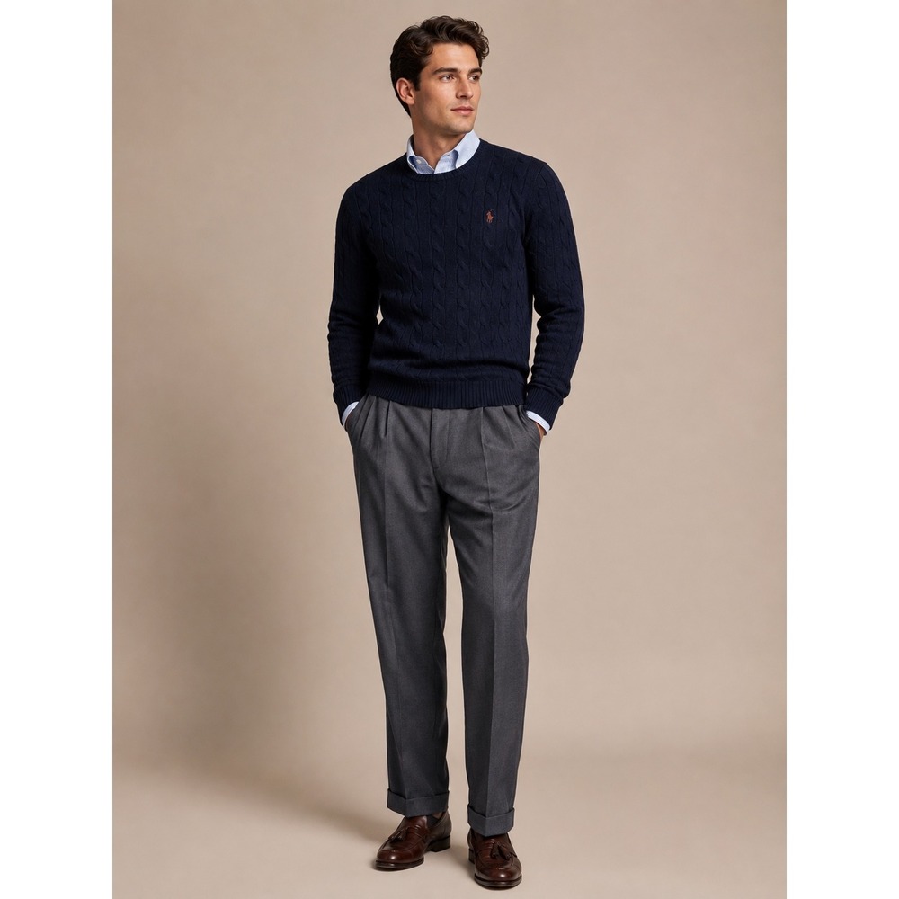 Lauren Ralph Lauren Men's Gray Pleated Cuffed Dress Pants 40x30 Office Workwear